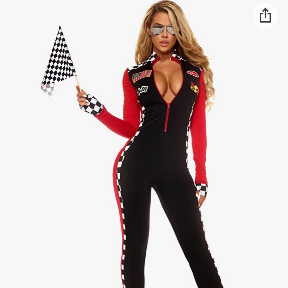 NWT Sexy women’s racer costume with sunglasses, suit, and gloves